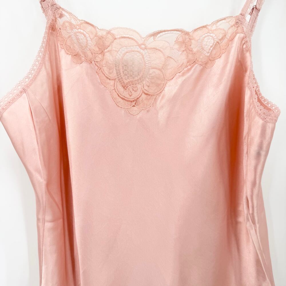 Vintage Warner’s Pink Satin Lace Cami Y2K Coquette Cottagecore Tank Size M - Picture 3 of 12